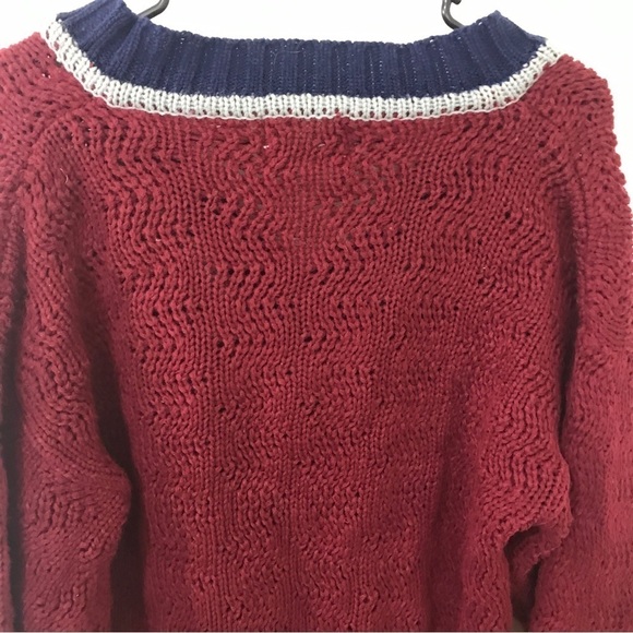 Vintage Wayne Scott maroon and blue knit V-neck sweater - Picture 7 of 14